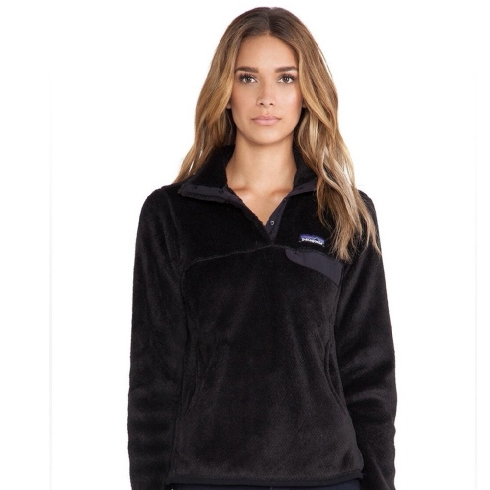 Patagonia Jacket Women's Medium Black Re-Tool Snap T Fleece Pullover Outdoors